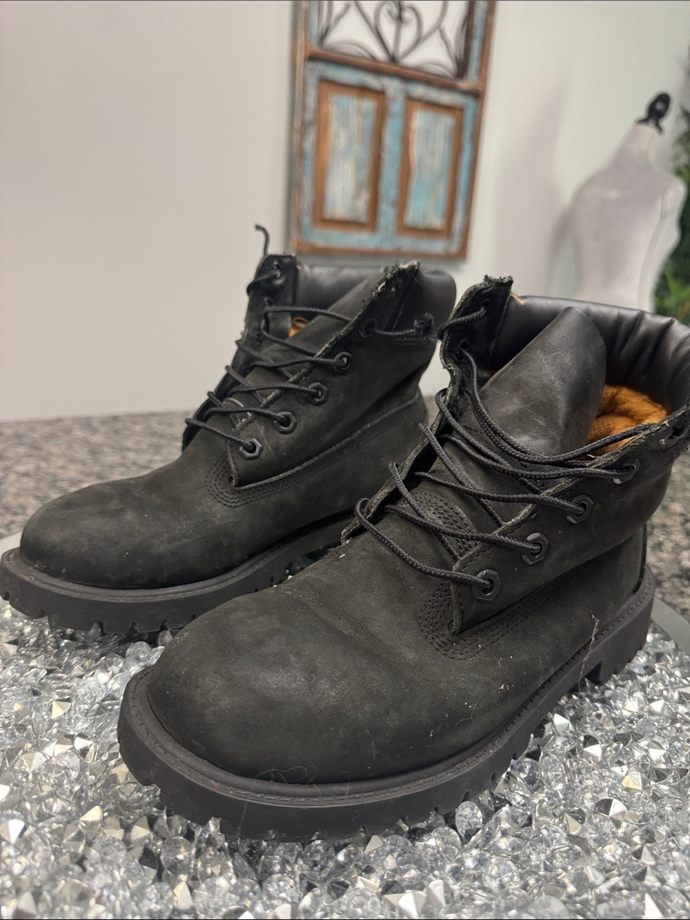 Timberland Black Women's Combat Moto Boots 4.5Y or W6 - Picture 5 of 15
